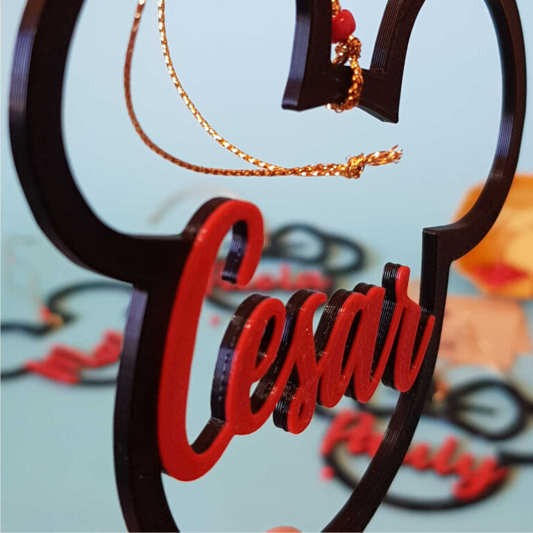 Adorno personalizado árbol navidad Mickey Minnie