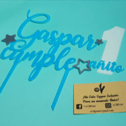 Cake topper cumpleaños personalizado con estrellas: Gaspar cumple 1 añito.