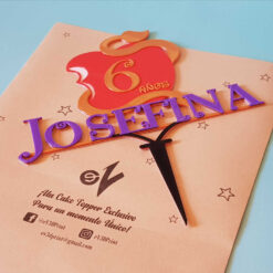 Cake topper cumpleaños temática Los Descendientes, personalizado con el nombre y la edad. 6 años Josefina. Decoración torta de cumpleaños.