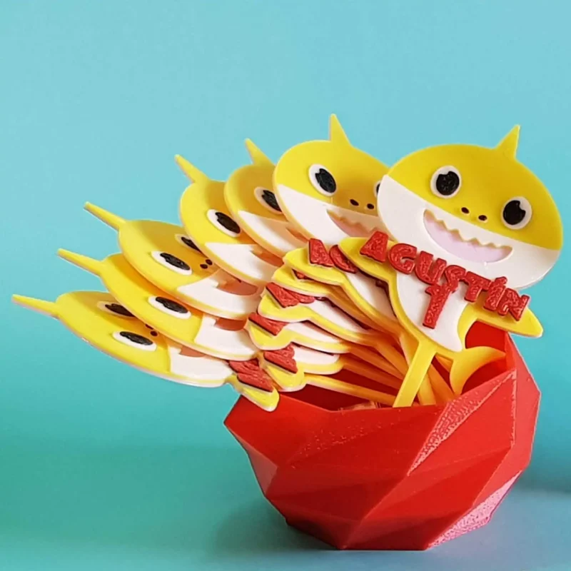 Cup Cake Topper Nombre y edad Baby Shark